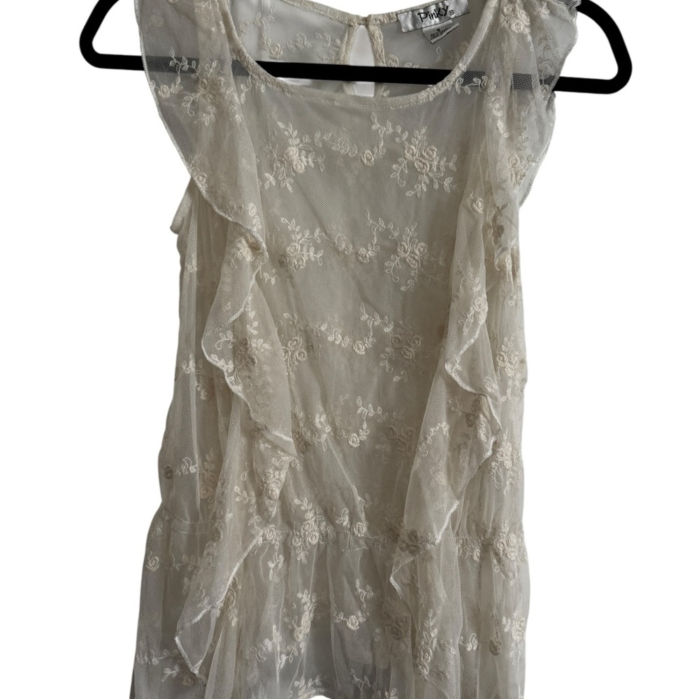 Pinky Cream Floral Lace‎ Blouse